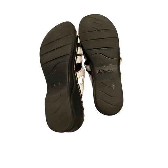 Clarks Collection Womens White Lexi Marigold Leather Wedge Sandals Size 7 - Picture 7 of 9